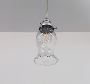 Clear Glass Rose Etched Delicate Pendant Light