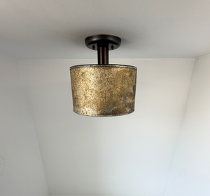 Weathered Bronze Drum Flush Mount