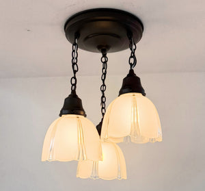 Vintage Frosted Clear Panel Ceiling Light Trio - The Lamp Goods