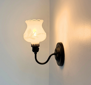 Frosted Floral Embossed Glass Wall Sconce
