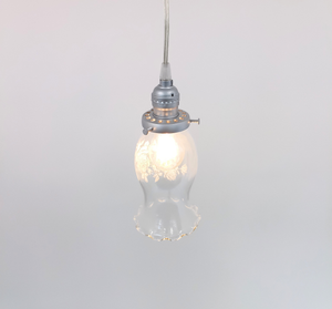 Clear Glass Rose Etched Delicate Pendant Light