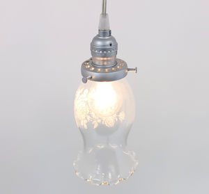 Clear Glass Rose Etched Delicate Pendant Light