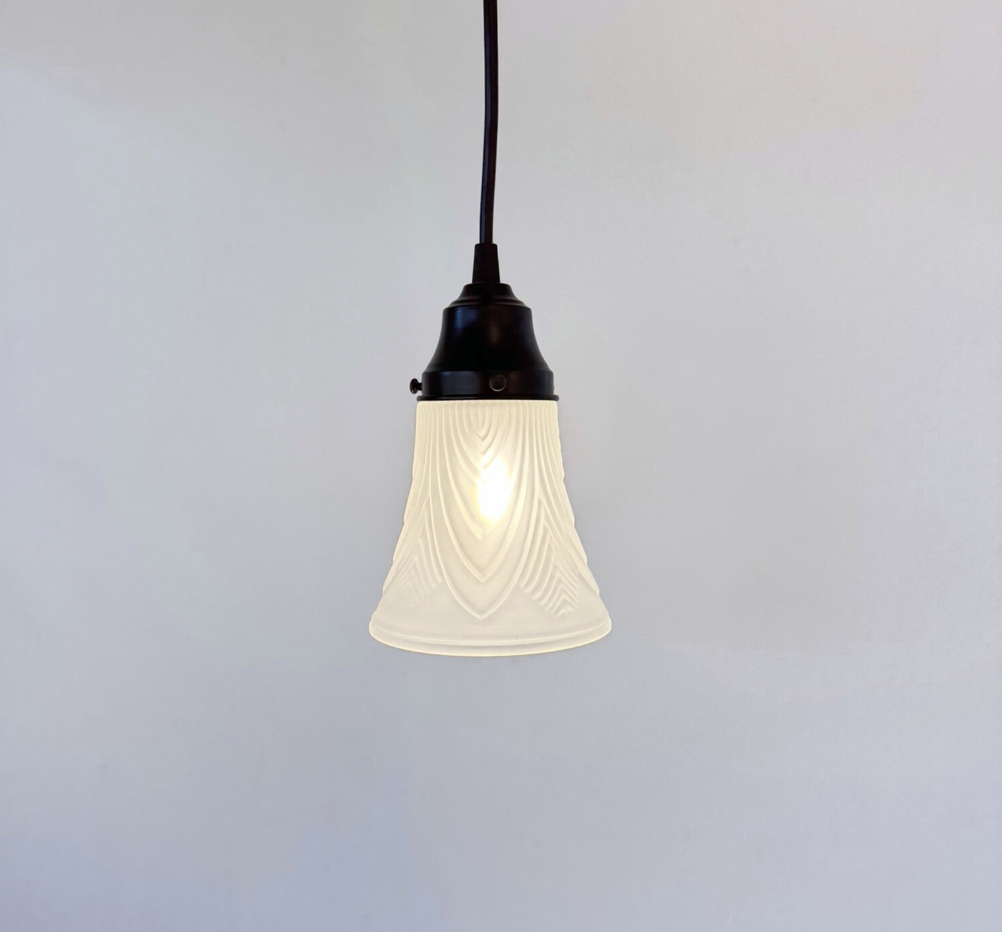 Frosted Embossed Feather Chevron Pendant