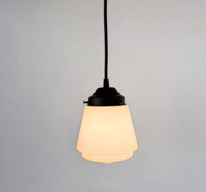 Vintage Milk Glass Stepped Bell Pendant Light - The Lamp Goods