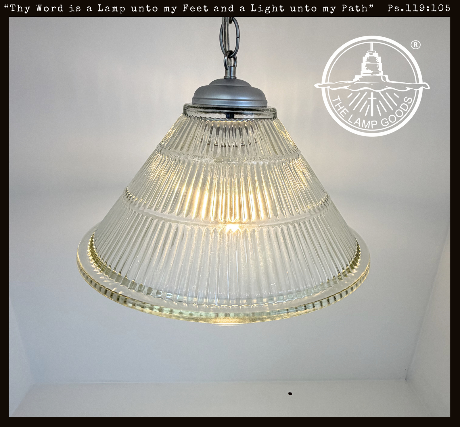 Large Antique Tiered Holophane Pendant