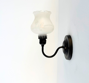 Frosted Floral Embossed Glass Wall Sconce