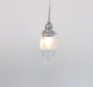Clear Glass Rose Etched Delicate Pendant Light
