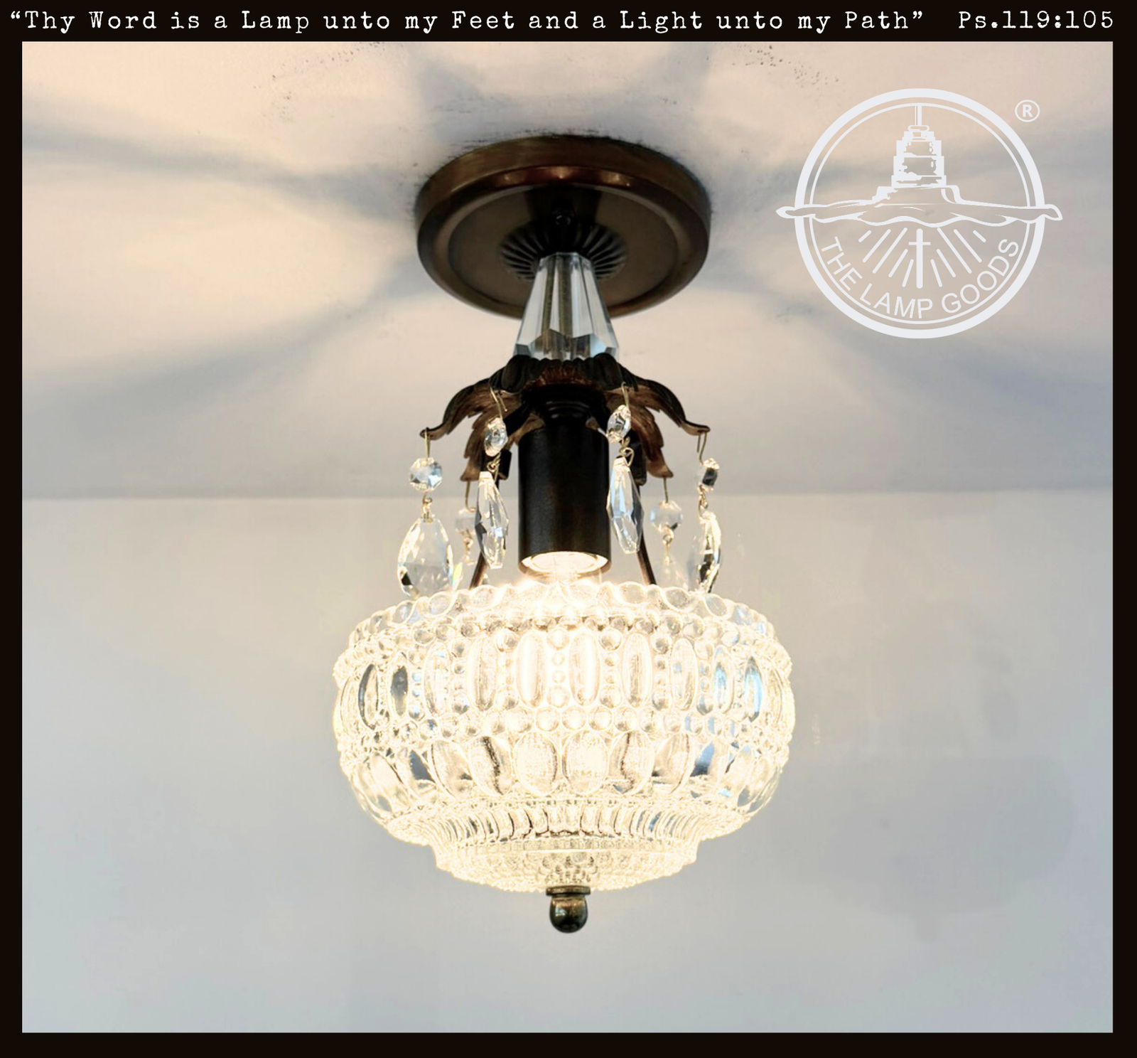 Pressed Glass Crystal Drop Ceiling Light