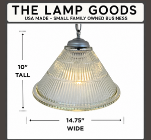 Large Antique Tiered Holophane Pendant