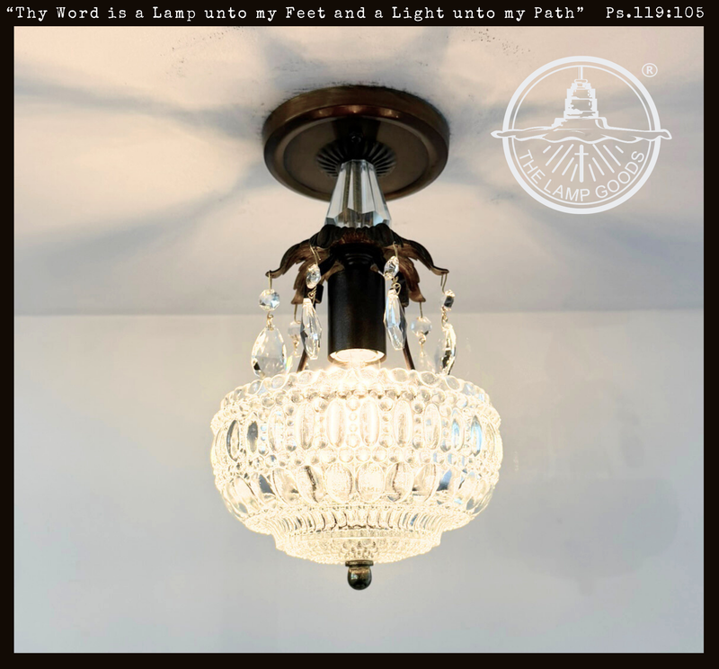 Pressed Glass Crystal Drop Ceiling Light