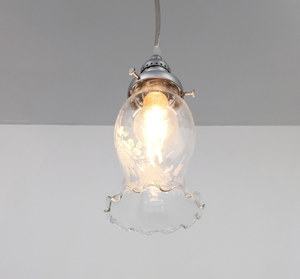Clear Glass Rose Etched Delicate Pendant Light