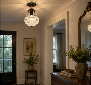 Pressed Glass Crystal Drop Ceiling Light