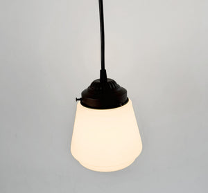 Vintage Milk Glass Stepped Bell Pendant Light - The Lamp Goods