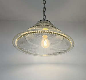 Large Antique Tiered Holophane Pendant