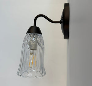 Classic Fluted Pressed Glass Wall Sconce