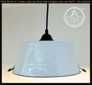 White Enamel Country Barn Pendant Light