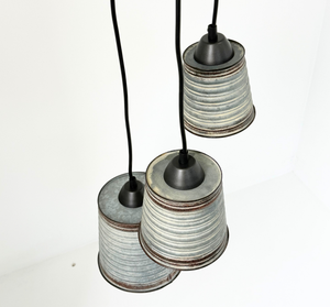 Corrugated Barn Metal Galvanized Rustic Trio Pendant