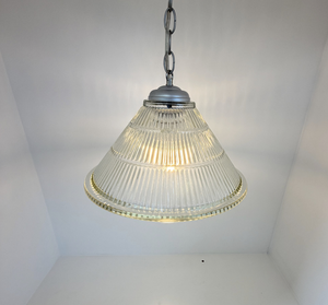 Large Antique Tiered Holophane Pendant