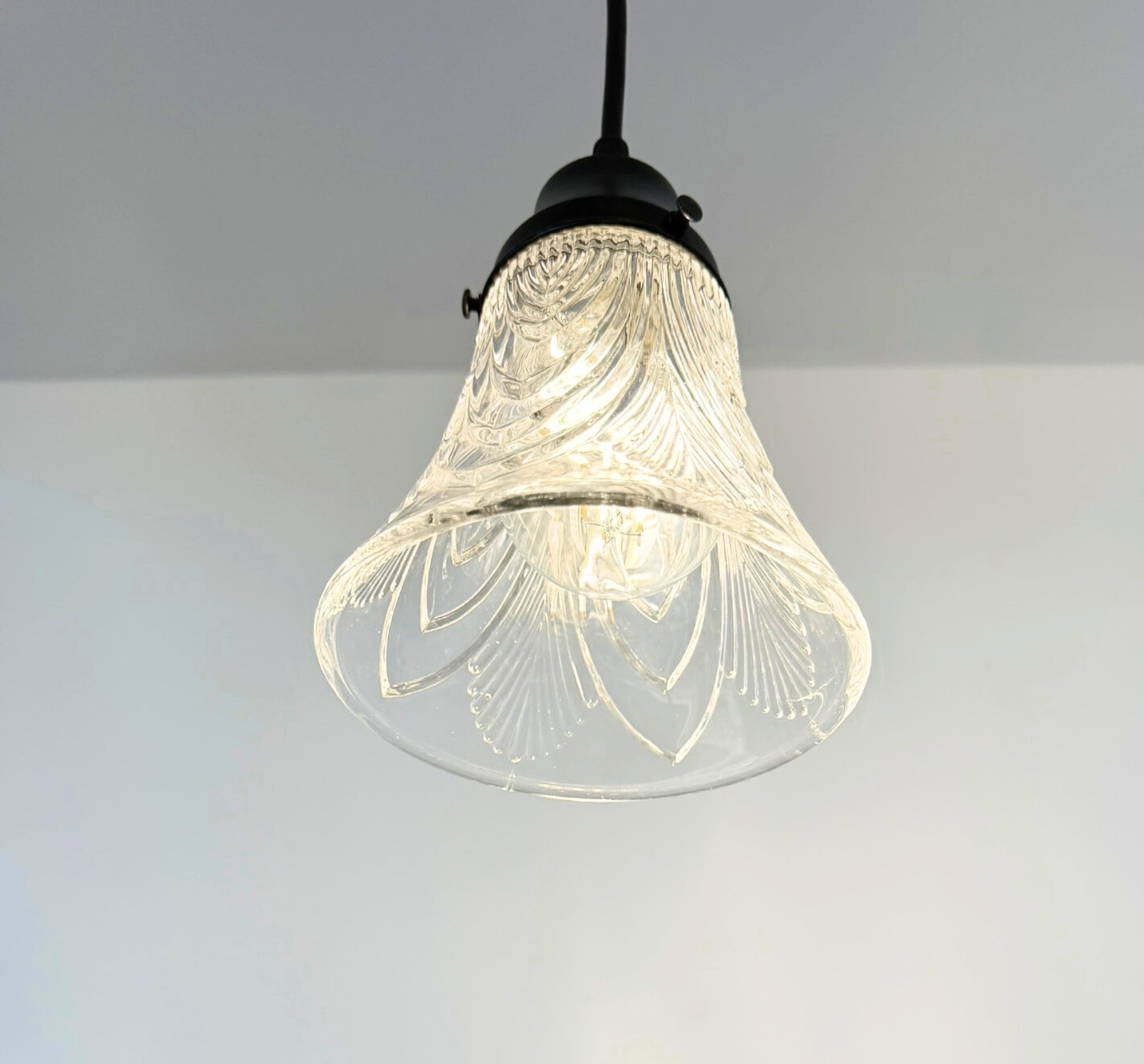 Clear Draped Chevron Single Glass Pendant