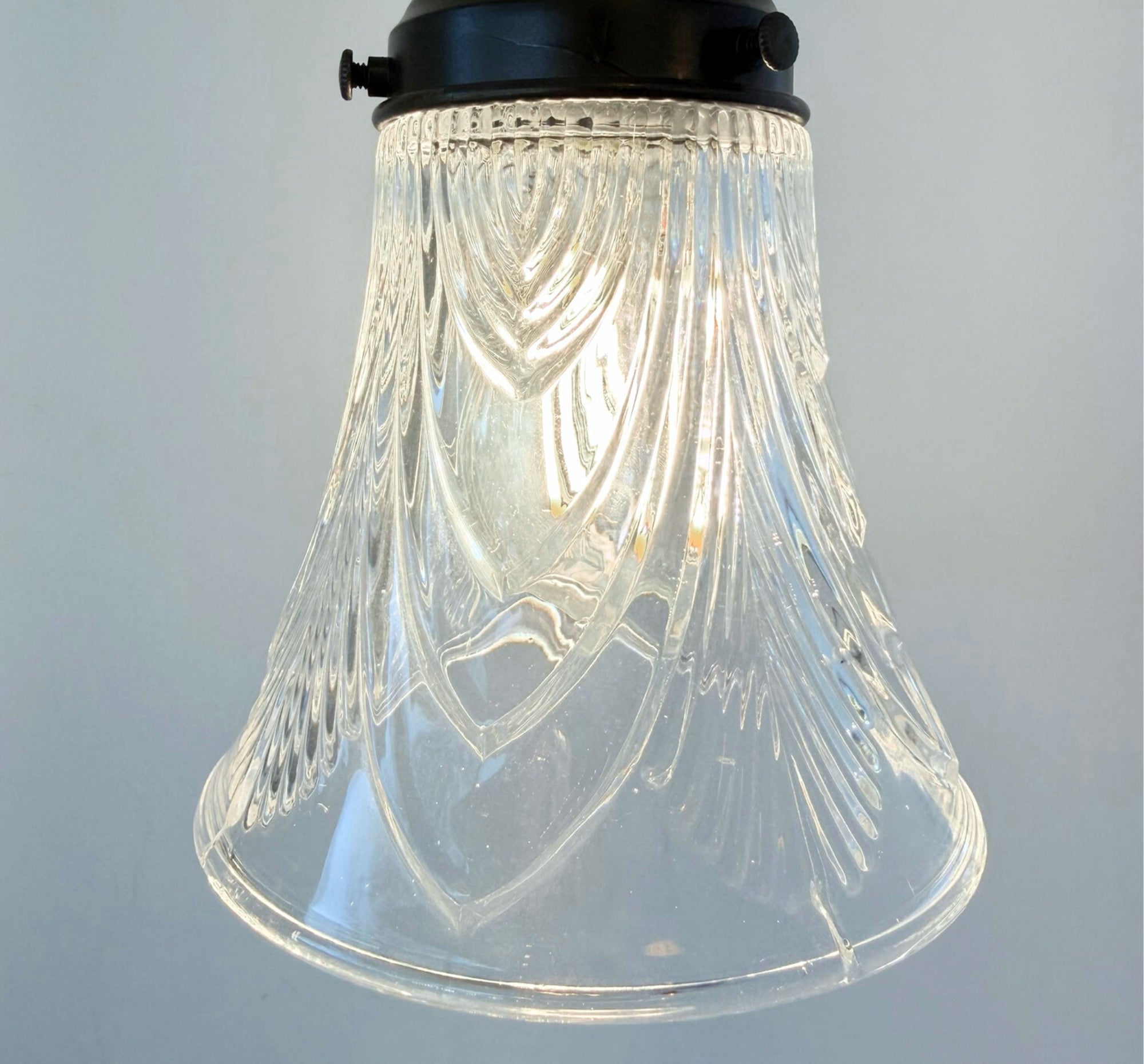 Clear Draped Chevron Single Glass Pendant