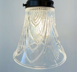 Clear Draped Chevron Single Glass Pendant