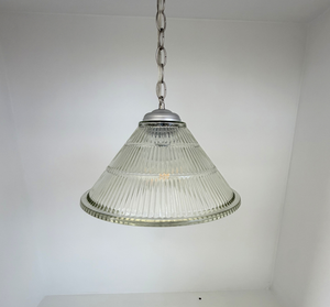 Large Antique Tiered Holophane Pendant