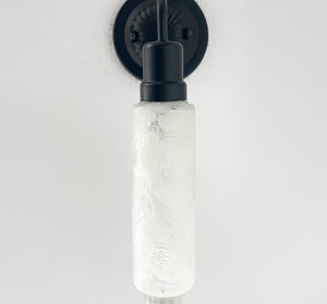 Delicate Narrow Frosted Floral Glass Wall Sconce