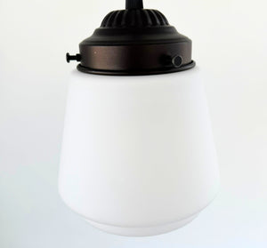 Vintage Milk Glass Stepped Bell Pendant Light - The Lamp Goods