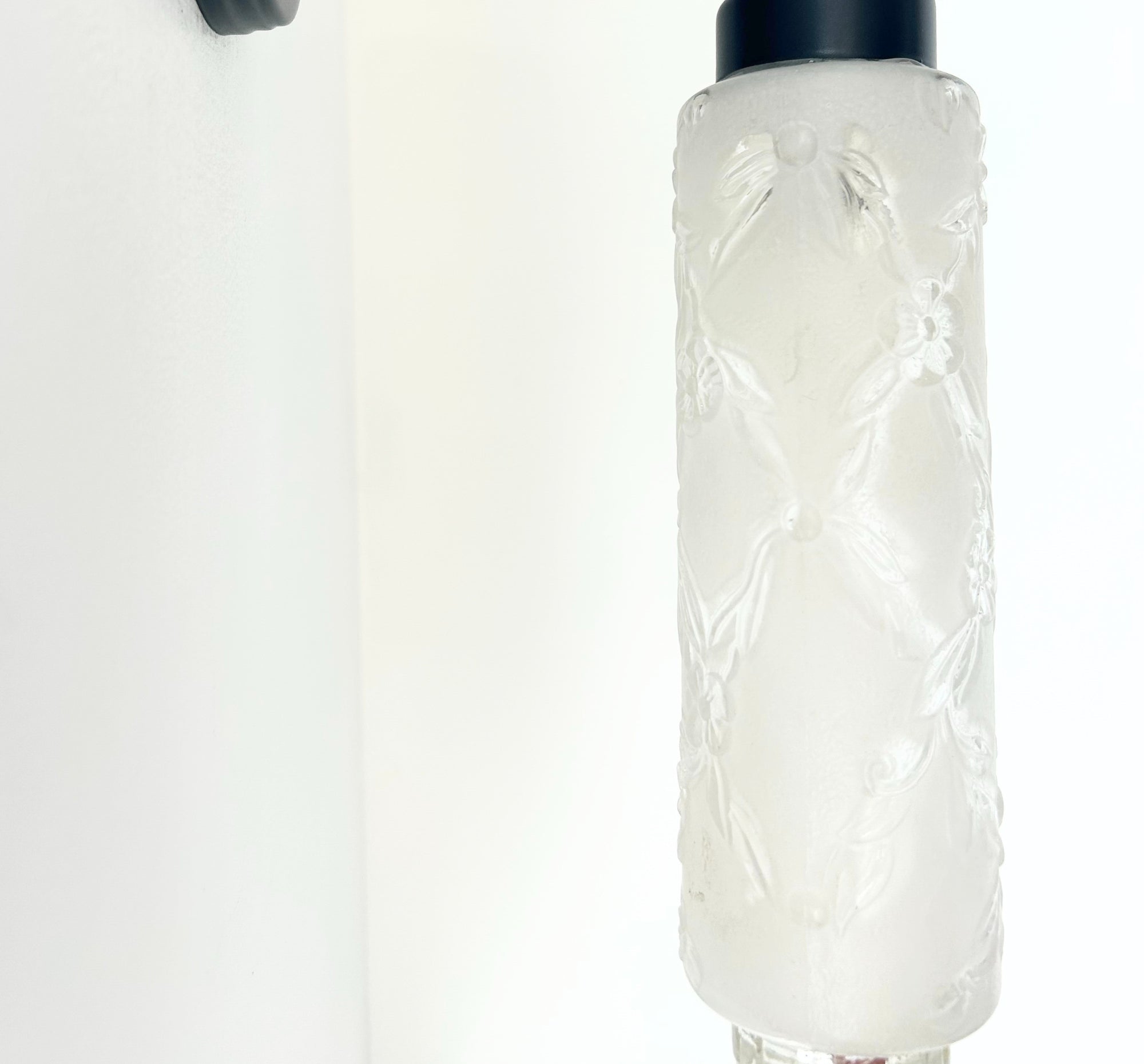 Delicate Narrow Frosted Floral Glass Wall Sconce