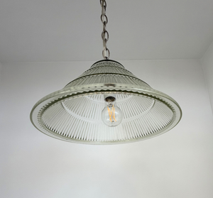 Large Antique Tiered Holophane Pendant
