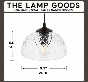 Clear Crosscut Floral Etched Vintage Glass Pendant Light
