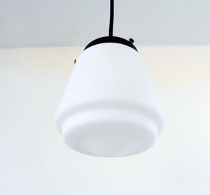 Vintage Milk Glass Stepped Bell Pendant Light - The Lamp Goods