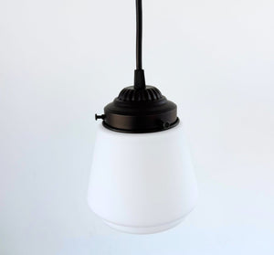 Vintage Milk Glass Stepped Bell Pendant Light - The Lamp Goods