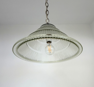 Large Antique Tiered Holophane Pendant