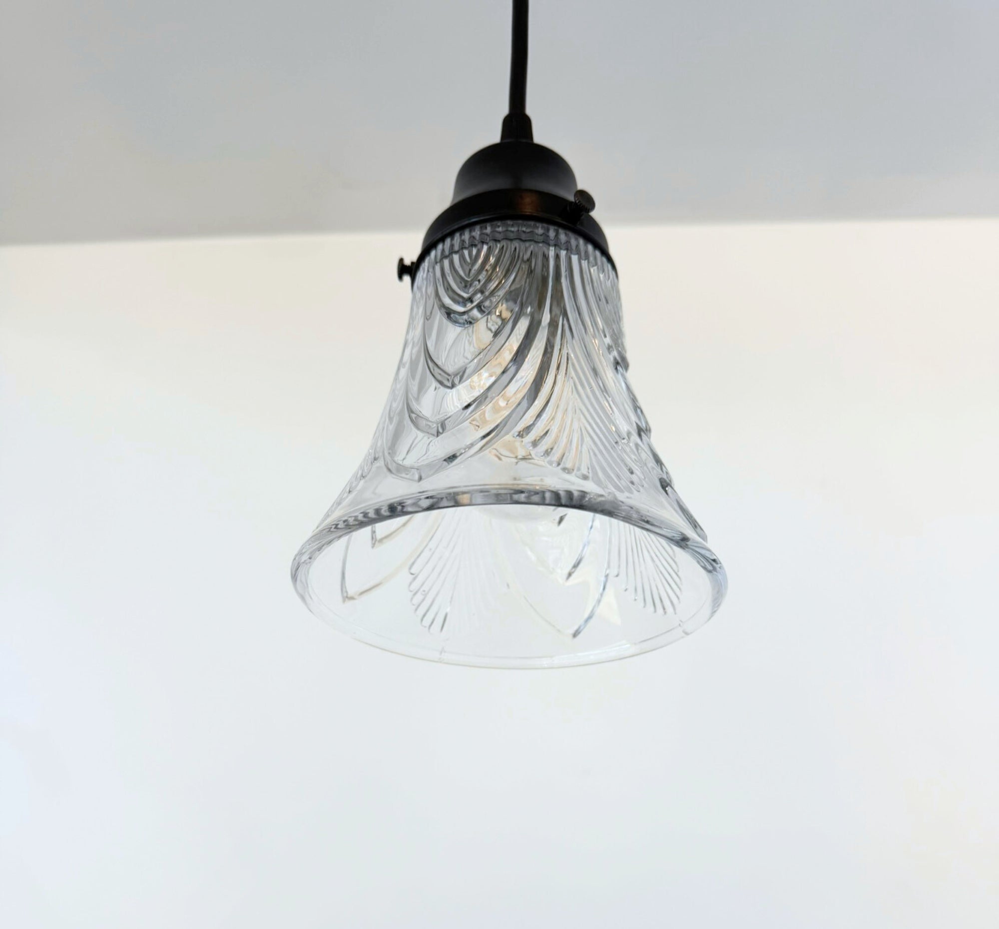 Clear Draped Chevron Single Glass Pendant