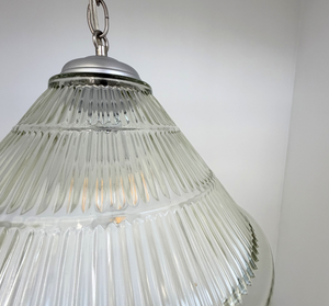 Large Antique Tiered Holophane Pendant