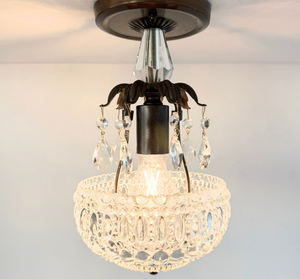 Pressed Glass Crystal Drop Ceiling Light