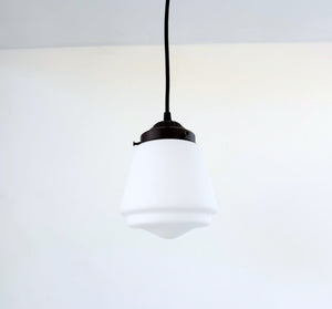 Vintage Milk Glass Stepped Bell Pendant Light - The Lamp Goods