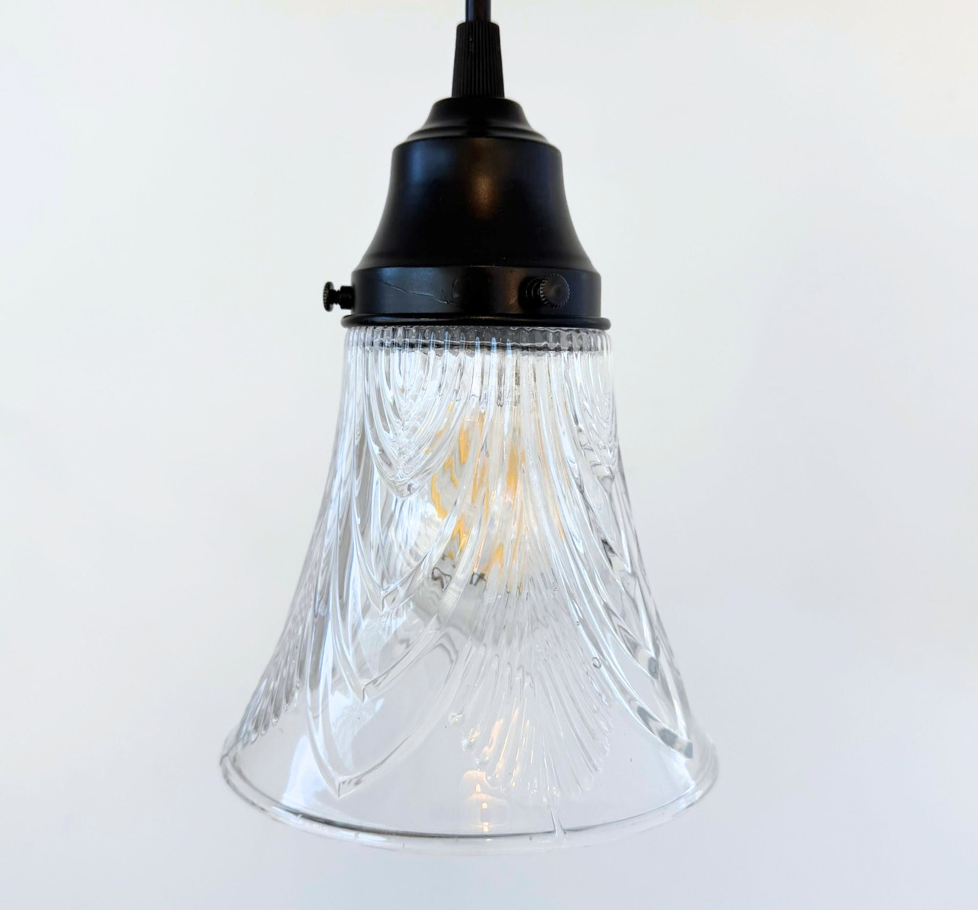 Clear Draped Chevron Single Glass Pendant