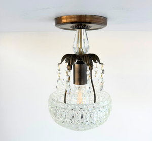 Pressed Glass Crystal Drop Ceiling Light