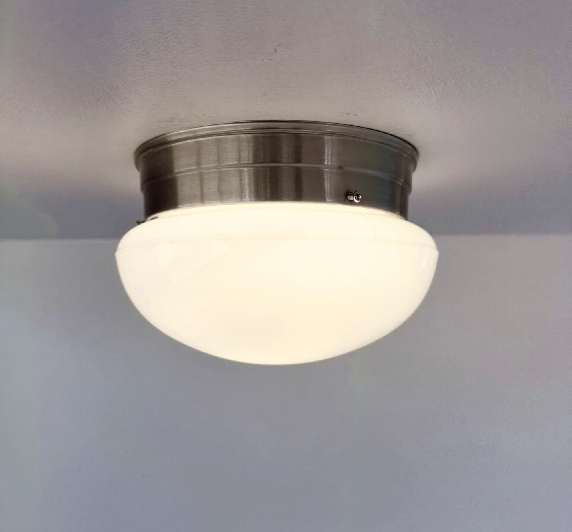 Vintage Opal Schoolhouse Dome Ceiling Light