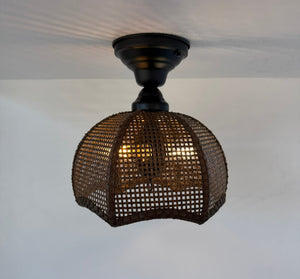 Harvest Weave Dark Rattan Ceiling Light