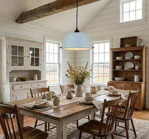 White Enamel Country Barn Pendant Light