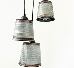 Corrugated Barn Metal Galvanized Rustic Trio Pendant