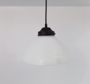 Vintage Wicker Milk Glass Pendant