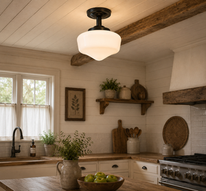 Residential Antique Milk Glass Ceiling Light