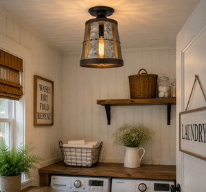 Galvanized Open Weave Basket Ceiling Light