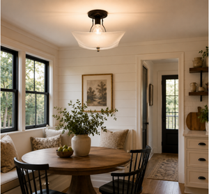 Modern Farmhouse Frosted Glass Bowl Ceiling Light