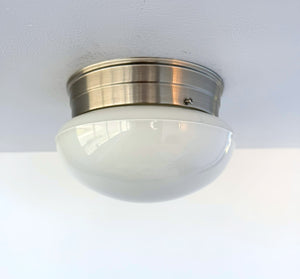 Vintage Opal Schoolhouse Dome Ceiling Light