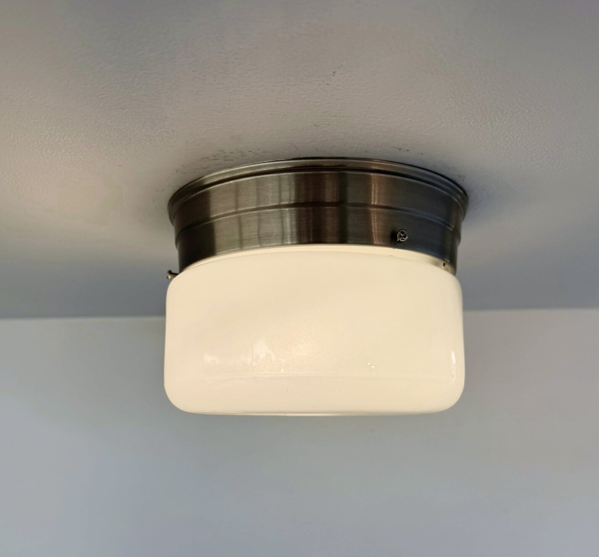 Simple Cottage Opal Schoolhouse Drum Ceiling Light